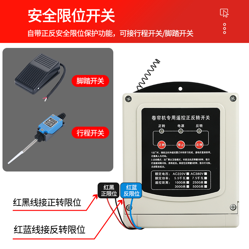 牧狮大棚卷帘机正反转无线遥控器220v380v电动机倒顺两路遥控开关 - 图0