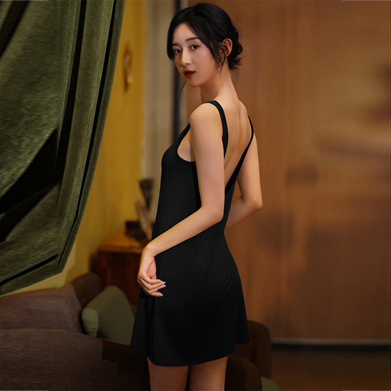 2023夏季无袖兰精莫代尔带胸垫睡裙 悦琼睡裙
