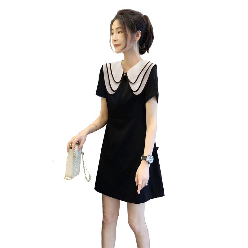黑色娃娃领高级感减龄法式子连衣裙 秋寸连衣裙