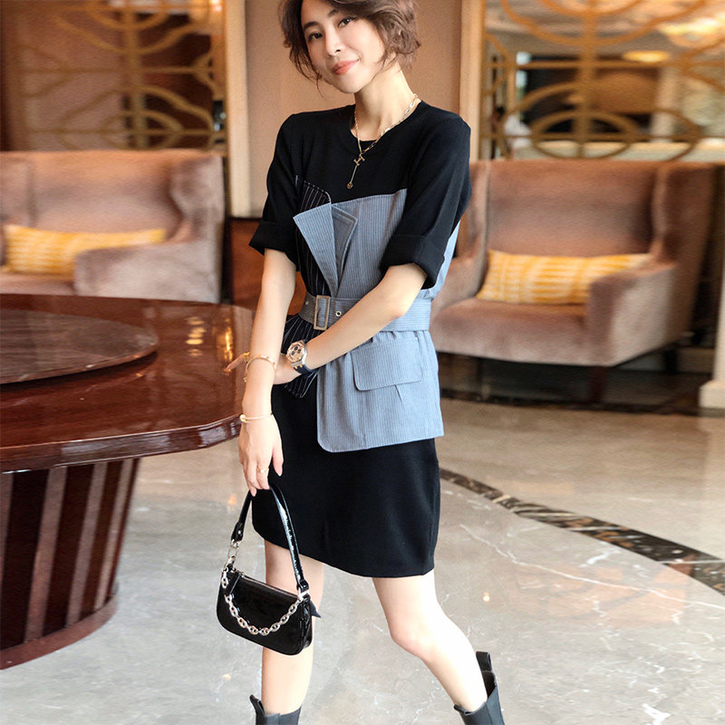 设计感轻熟风西装女气质收腰连衣裙 秋寸连衣裙