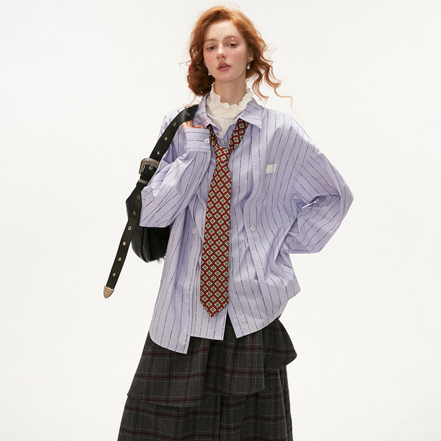 MAMC niche design button striped shirt