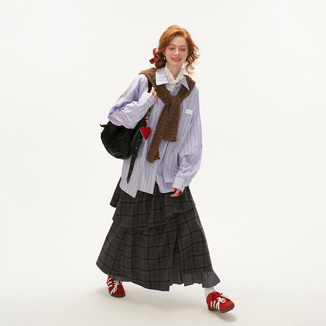 MAMC niche design button striped shirt