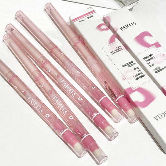 One stroke of multiple lip liner strokes, lying down to