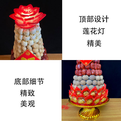 供佛素果塔五子登科红枣花生桂圆莲子酥糖莲花塔拜佛贡品早生贵子 - 图2