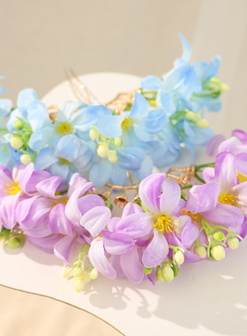 【原创】紫黛团簇花朵排簪发钗