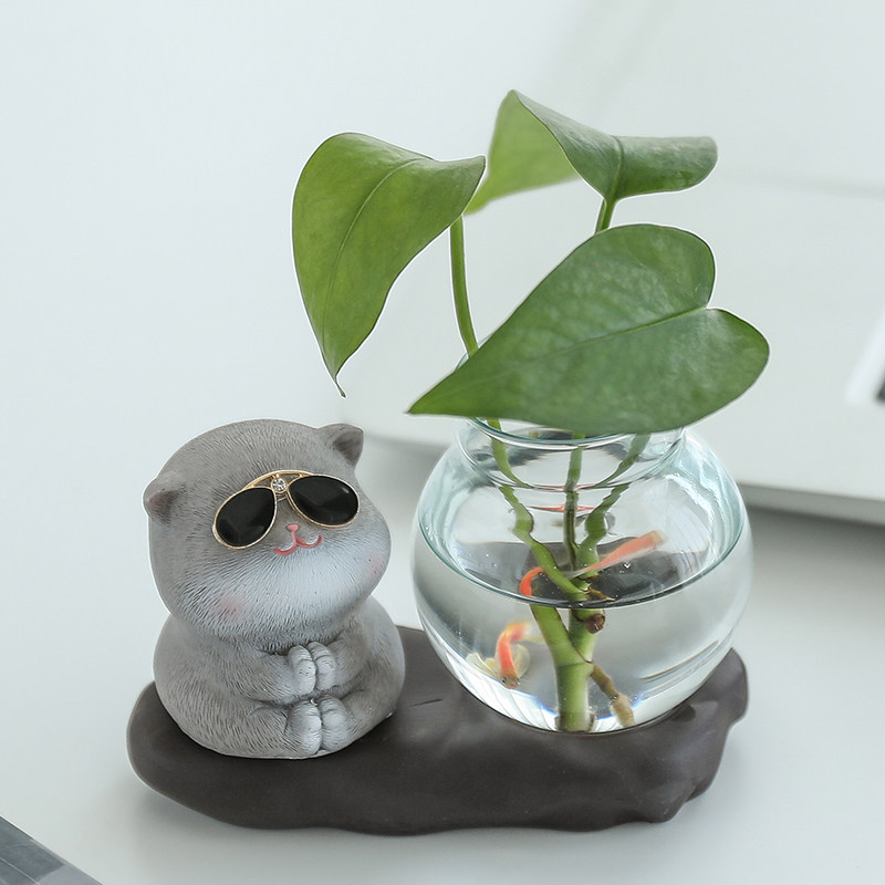 创意绿萝水培花瓶玻璃器皿透明水养鲜花插花花盆盆器鱼缸桌面摆件,淘宝优惠券,粉丝福利购,淘宝优惠卷