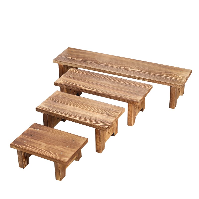 花架矮凳实木脚踏木凳矮凳小板凳客厅甩腿凳原木置物花架垫高凳 - 图2