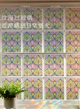 法式镭射静电防窥玻璃窗贴定制