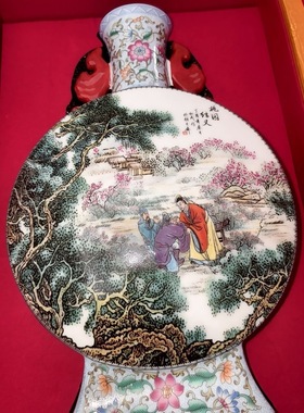 江山双绝大师尊抱月瓶张松茂徐亚凤桃李夜宴图桃园结义图收藏花瓶