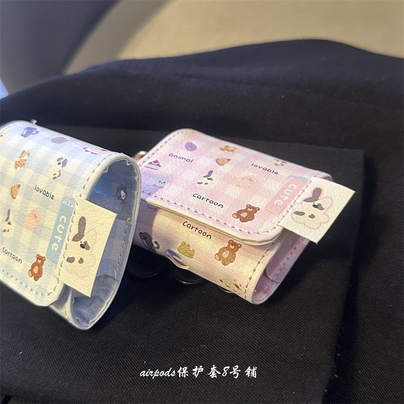 ins可爱卡通格纹小动物适用于华为freebuds5代6i蓝牙耳机壳se2保护套pro3代4代,淘宝优惠券,粉丝福利购,淘宝优惠卷