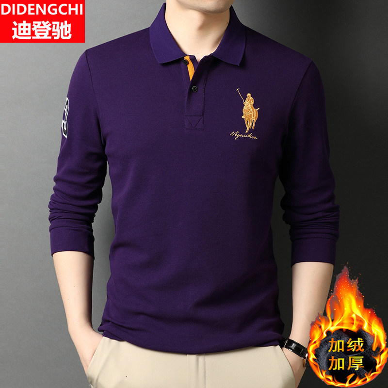长袖男士加绒加厚运动保罗polo衫 迪登驰T恤