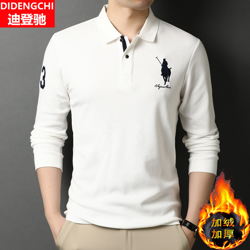 长袖男士加绒加厚运动保罗polo衫 迪登驰T恤