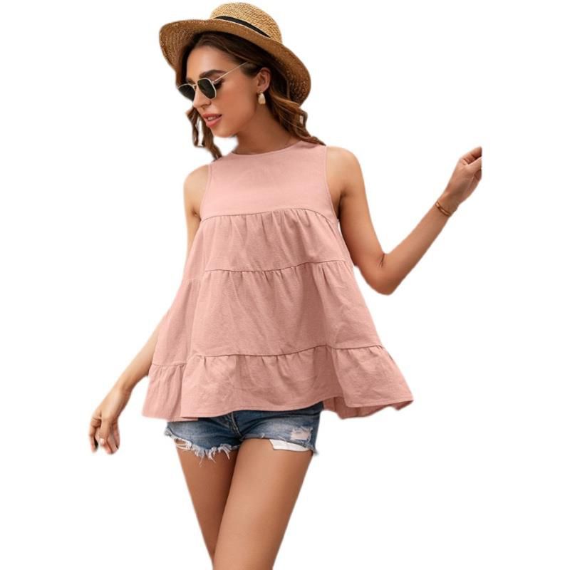 2021Summer sleeveless blouse women tops loose ladies t shirt-图3