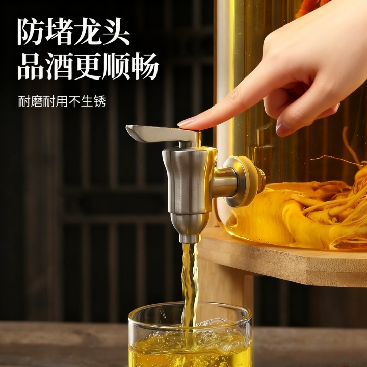 High borosilicate glass wine bottle with faucet