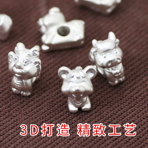 S999, оберег на день рождения, плетеный браслет из красной нити ручной работы, ожерелье, бусины, аксессуары, серебро 999 пробы, 3D, китайский гороскоп, связать своими руками