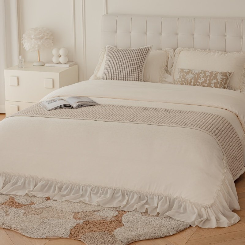 雅梵林诧寂中古风床尾巾高档轻奢民宿酒店软装燕麦色床旗床盖,淘宝优惠券,粉丝福利购,淘宝优惠卷