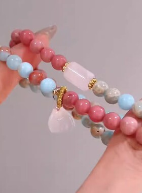 杭州灵隐春夏甜美寿山石手链