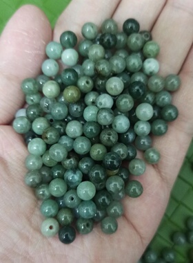 天然翡翠散珠油青杂色