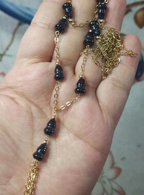 翡翠14K包金合金墨翠葫芦满天星