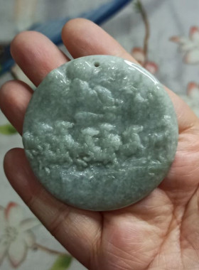 翡翠吊坠生肖马牌八骏图圆牌