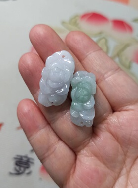 天然翡翠手排雕刻件花花