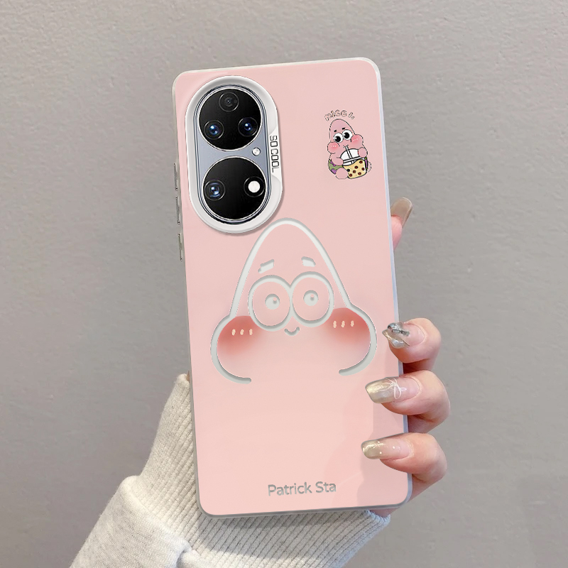 适用华为p50手机壳大脸派大星磨砂彩银华为P50PRO高级感创意简约P50e硅胶防摔新款保护套 - 图1