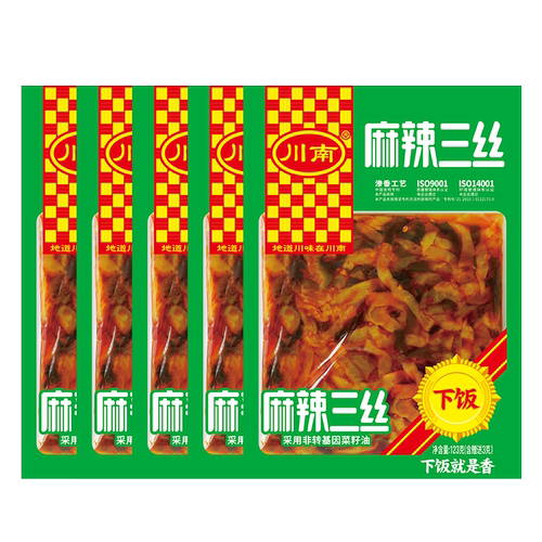 川南下饭菜123g*10袋装四川爽口下饭菜黄花什锦麻辣三丝红油豇豆 - 图2