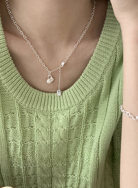 925纯银锁骨链女不规则爱心项链