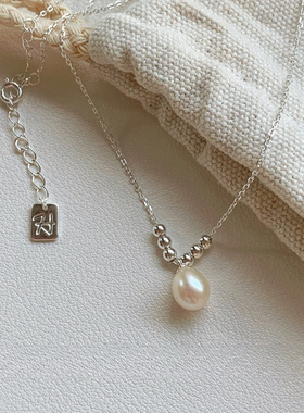 925纯银蛇骨链淡水珍珠项链