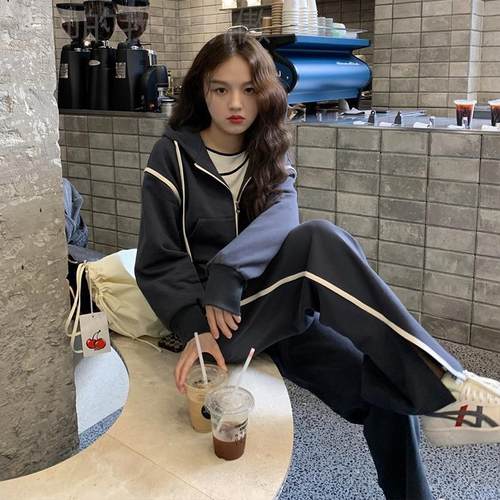 Sportswear women's fashion hoodie jacket连帽卫衣外套阔腿裤-图0