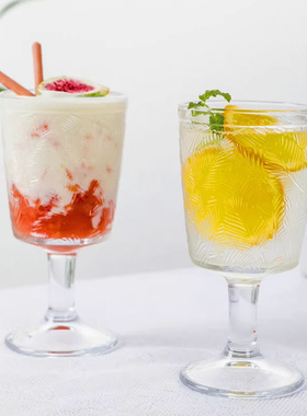 法式中古风浮雕树叶创意高脚杯