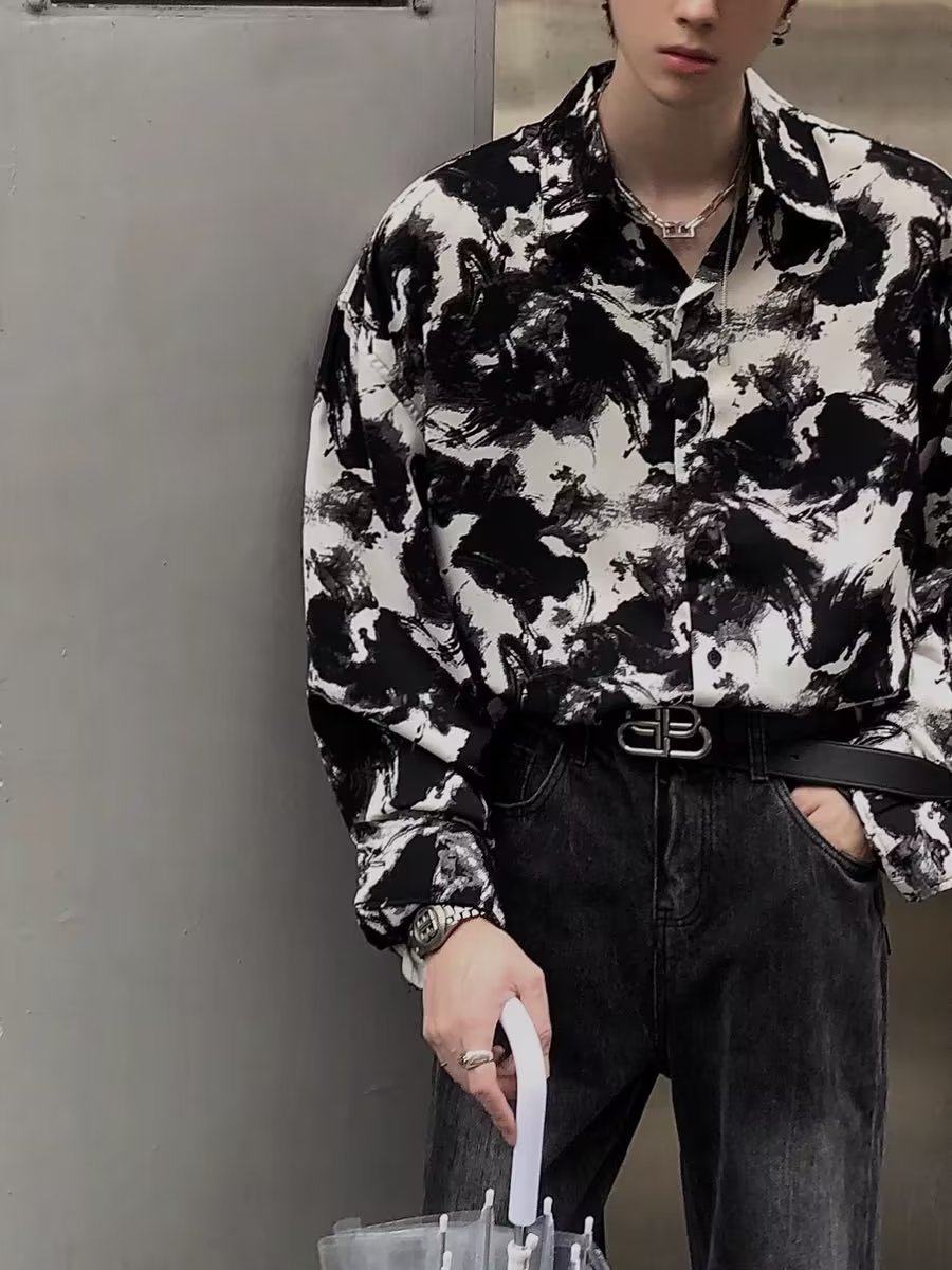 高街潮流夏天衬衫男士套装ins潮牌外套复古日系春夏季发型师衬衣,淘宝优惠券,粉丝福利购,淘宝优惠卷