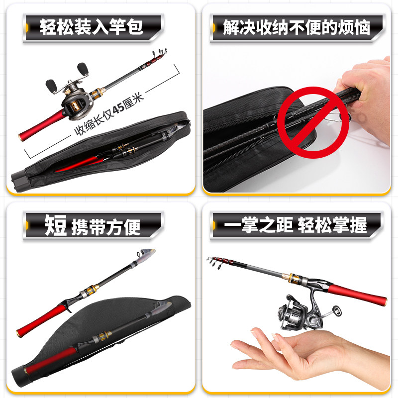 迷你伸缩路亚竿便携振出式枪柄水滴轮短节钓鱼海竿远投直柄纺车轮,淘宝优惠券,粉丝福利购,淘宝优惠卷
