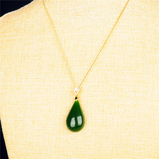 Jade Jasper Pendant Women's 925 Silver Inlaid Hetian Mutton Fat Jade Water Drop Pendant Pendant Jade Necklace