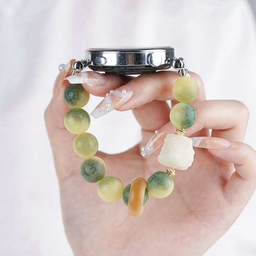 适用华为GT5手表带watchgt5pro国风watch5新中式真菩提小青柠表带2pro女生夏天表链4pro五彩流苏手链透气编织 - 图1