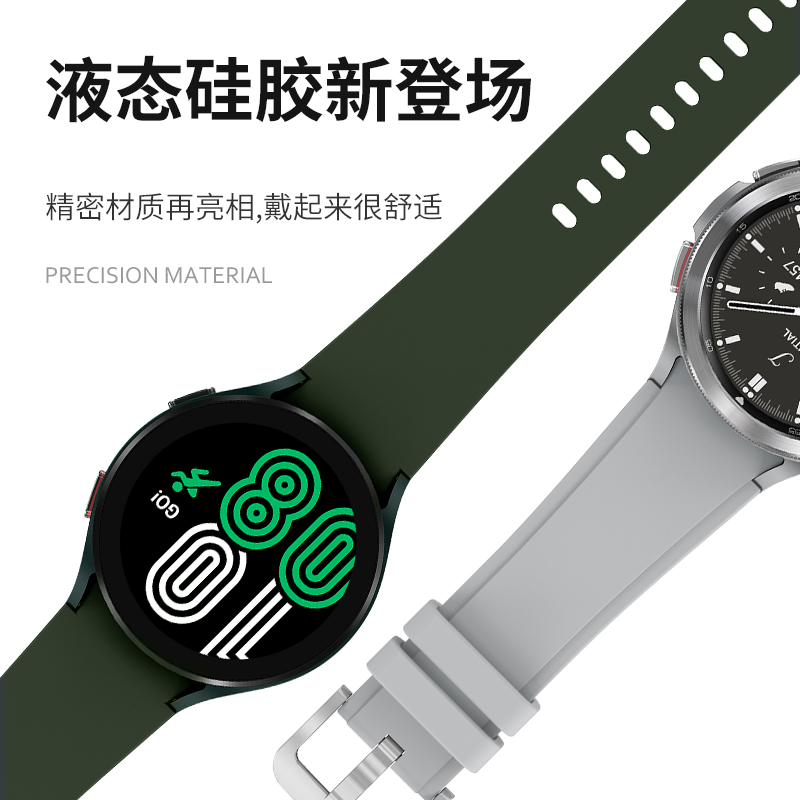 三星galaxy watch 6/5/pro/4/classic active1/2代官方款硅胶表带卡扣46/42智能手表gear S3/S4替换40/44 - 图2