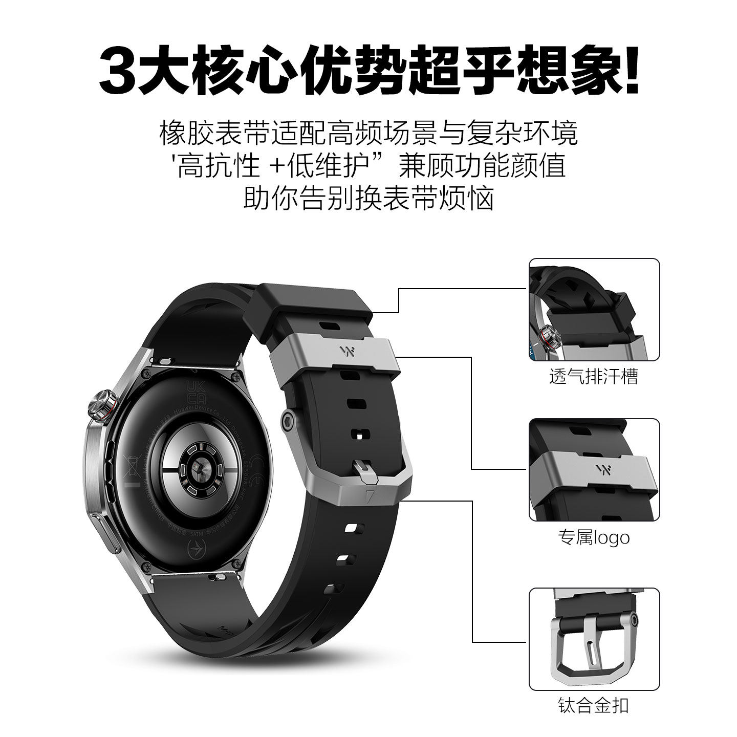 适用OPPOwatchX2手表带watchS康赛氟橡胶FKM腕表带watch4pro运动watch3智能钛合金扣watch2男士高级,淘宝优惠券,粉丝福利购,淘宝优惠卷