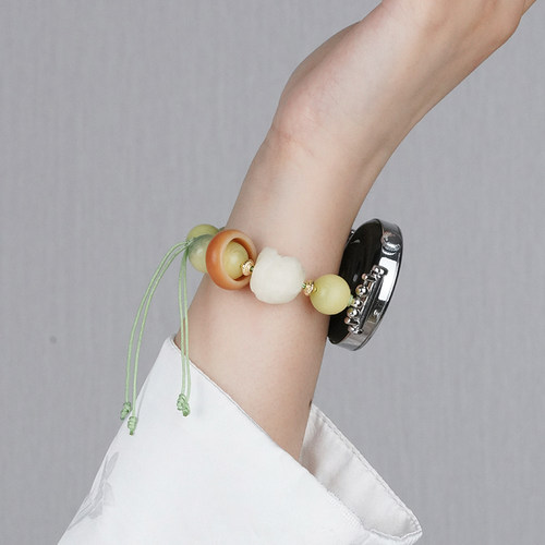 适用华为GT5手表带watchgt5pro国风watch5新中式真菩提小青柠表带2pro女生夏天表链4pro五彩流苏手链透气编织 - 图2