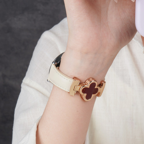 适用华为gt6手表带watchgt5磁吸扣watch5四叶草5Pro真皮腕表带运动GT4智能watch4pro女生GT3秋冬2pro透气表链 - 图3