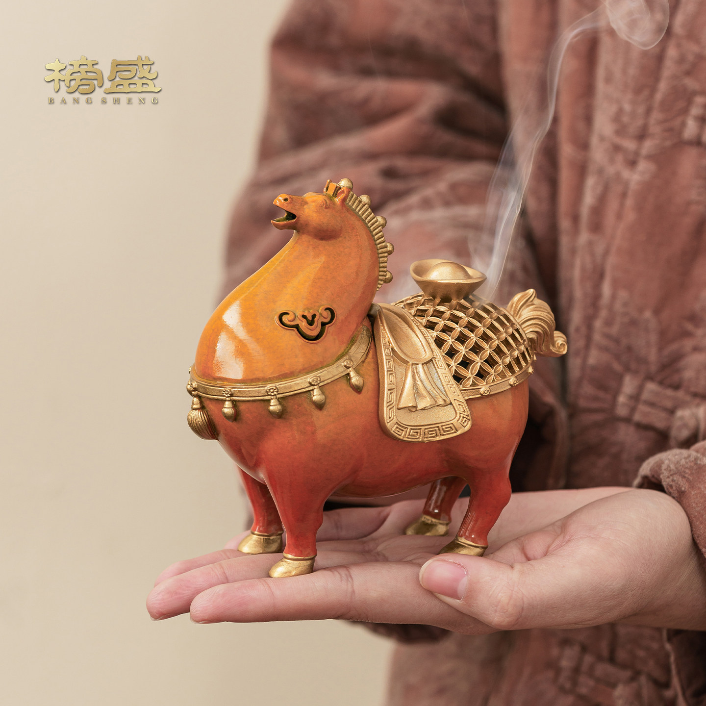 榜盛铜香炉马上有钱香炉摆件马年吉祥物茶道香薰炉创意新年礼物,淘宝优惠券,粉丝福利购,淘宝优惠卷
