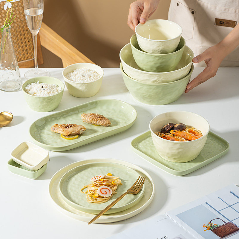 奶油风碗碟套装碗盘家用一人食高颜值餐具陶瓷饭碗面碗创意碗盘子,淘宝优惠券,粉丝福利购,淘宝优惠卷