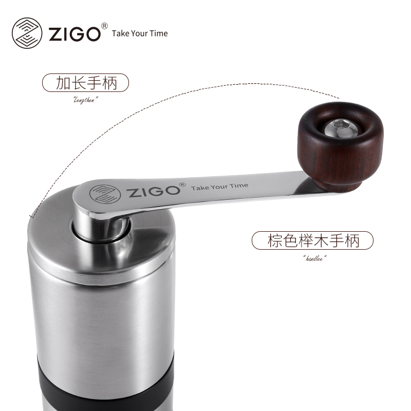 Zigo手摇磨豆机咖啡豆研磨机手磨咖啡机家用小型意式便携研磨器 - 图2