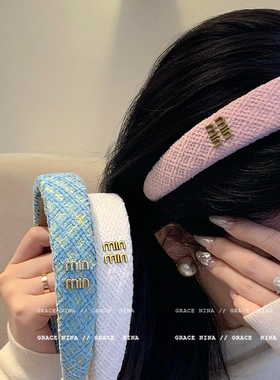 法式小香风字母发箍女秋冬头箍