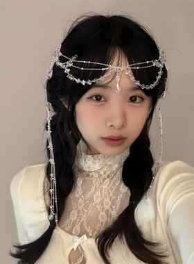 古风汉服仙多层头链女异域风情新娘额饰中国风水晶流苏公主头饰
