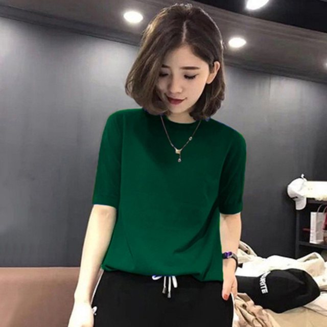 Sweater half turtleneck mid-sleeve knitted sweater base layer
