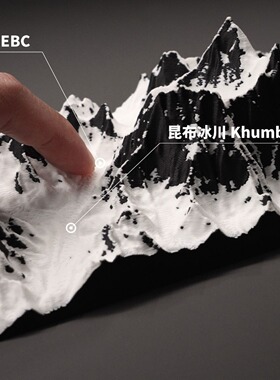 跨境新款3D打印珠穆朗玛峰地理摆件仿真桌面展示拍照雪山立体地貌