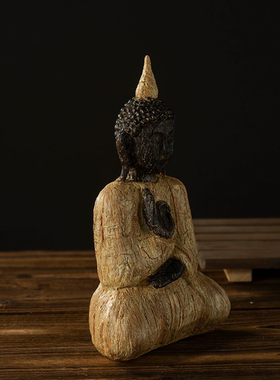 跨境新品东南亚仿木佛像摆件树脂工艺品家居禅意客厅桌面创意装饰