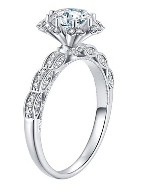 新品White Gold Jewelry Dtiamond Resizable Rings for Women gi