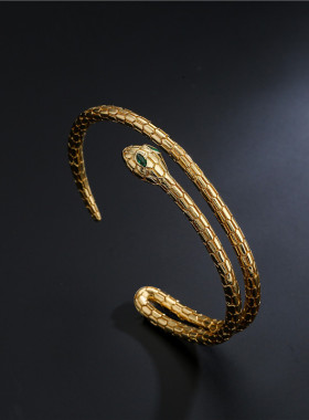 极速欧美个性时尚潮流复古嘻哈饰品B INS风冷淡双层蛇造型开口手