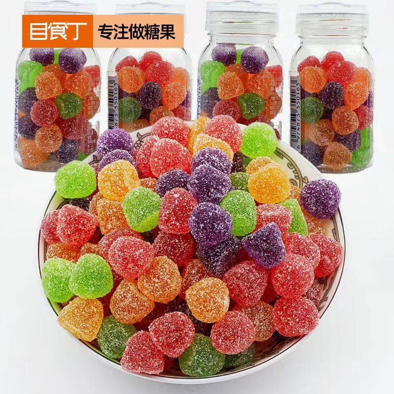 维c果汁软糖水果味qq软糖酸甜草莓香橙味儿童糖果瓶装休闲小零食 - 图2